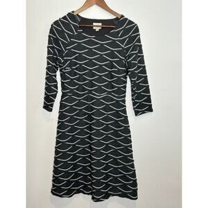 ECI New York Sweater Dress 3/4 Sleeve Grey Overlapping Pattern Size 10